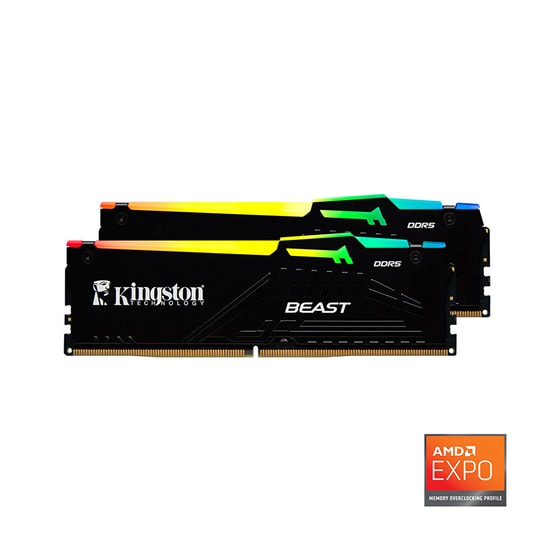 Kingston Fury Beast RGB 64GB (2x32GB) 6400MHz DDR5 CL32 EXPO Ram (KF564C32BBEAK2-64TR) - Yüksek Performanslı Bellek