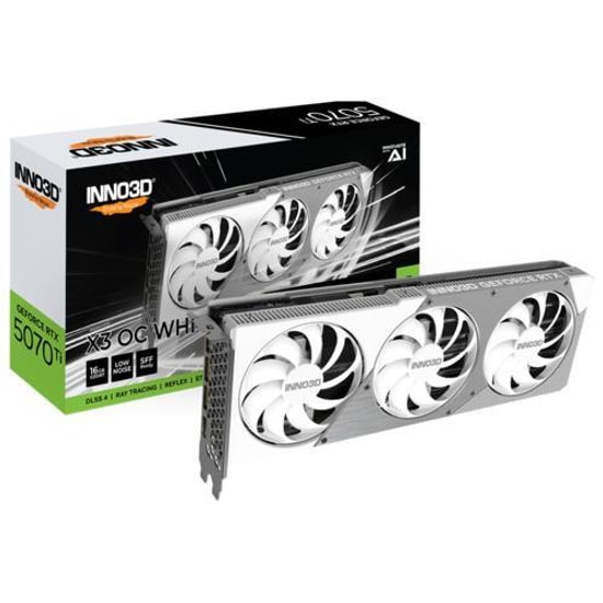 Inno3d RTX 5070TI X3 OC 16Gb GDDR7 Beyaz 256bit 3xDp Hdmi DLSS 4 Nvidia Reflex 2 N507T3-16D7X-176068W Ekran Kartı
