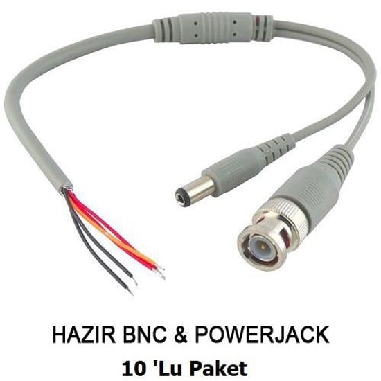 Balandi BNC Konnektör ve Power Jack Kablo 10'lu Paket - Güvenlik Kamerası Montaj ve Bağlantı Ekipmanı Seti
