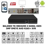 Balandi TK-9804UHD 4Ch 4ses 1disk 5mp Xmeye H265 5mp-N 4mp-N 3mp-N 2mp-1080p 1mp-720p Analog-960h DVR Kayıt Cihazı