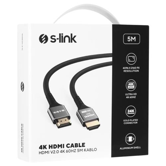 S-Link SLX-HD4K05 19+1 Hdmi to Hdmi 5 Metre Metal V2.0 4K (4096*2160) 60hz Kablo