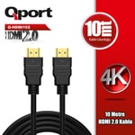 Qport Q-HDMI102 10m HDMI Kablo 2.0V - 10 Metre, 4K 60Hz Destekli, Altın Uçlu, Parazit Önleyici Görüntü ve Ses Kablosu