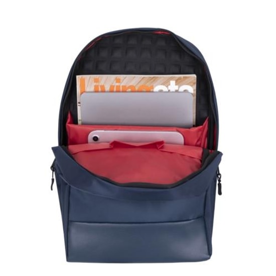 PLM Palma 15.6" Lacivert Notebook Sırt Çantası - Su Geçirmez Kumaş, EVA Destekli, Fermuarlı Bölme