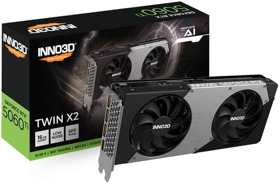 Inno3D RTX 5060 Ti Twin X2 16GB GDDR7 Ekran Kartı (N506T2-16D7-191073N) - 128-Bit, 3xDP, HDMI, DLSS, G-Sync, VR