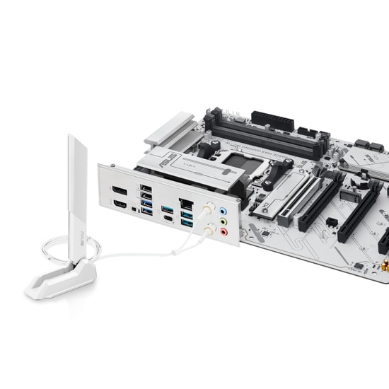 Asus B650E MAX GAMING WIFI W AM5 DDR5 BEYAZ Ana Kart - 8000MHz(OC), 3xM.2, PCIe 5.0, Wi-Fi 6E, AI Destekli, ATX, BT 5.3
