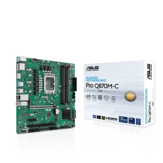 Asus PRO Q870M-C-CSM Intel VPro LGA1851 Anakart - DDR5 6400MT/s, 2xDP, HDMI, Çift M.2, USB 3.2, Micro-ATX, TPM