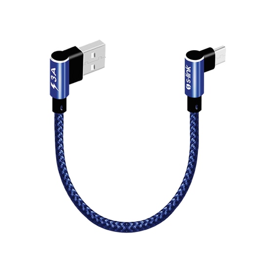S-Link SWAPP SW-C757 3A Hızlı Şarjlı 15cm Type-C Lacivert Kılıflı Metal L Konnektörlü Dayanıklı Data ve Şarj Kablosu