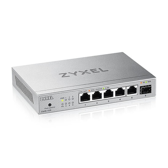 Zyxel XMG-105-ZZ0101F: 5 Port 2.5G + 10G SFP+ Multigigabit Metal Yönetilemez Desktop Switch