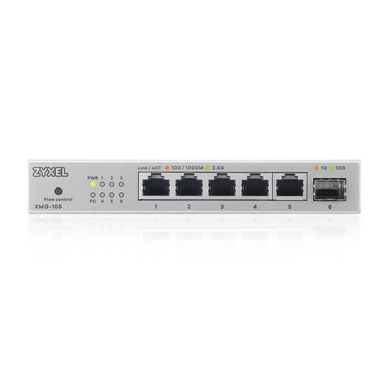 Zyxel XMG-105-ZZ0101F: 5 Port 2.5G + 10G SFP+ Multigigabit Metal Yönetilemez Desktop Switch