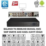 Balandi TK-9808UHD 8 Kanal 5MP DVR Kayıt Cihazı - H.265+, 4 Ses Girişi, 1 Sata Disk, XMeye Mobil İzleme Desteği