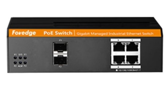 FOREDGE IS104GPS-2F Endüstriyel 4 Port Gigabit PoE 2 Port Gigabit SFP Yönetilebilir Switch - 126W Güç Kapasitesi