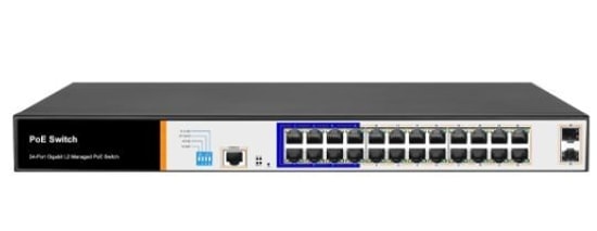 Foredge PS3024GS 24 Port Gigabit RJ45 + 2 Port SFP L2 Yönetilebilir 250W PoE Switch - Yüksek Performanslı Network