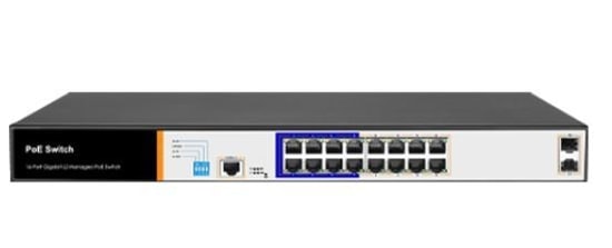 Foredge PS3016GS 16 Port Gigabit RJ45 + 2 Port SFP Yönetilebilir PoE Switch - 150W Toplam Güç Kapasitesi
