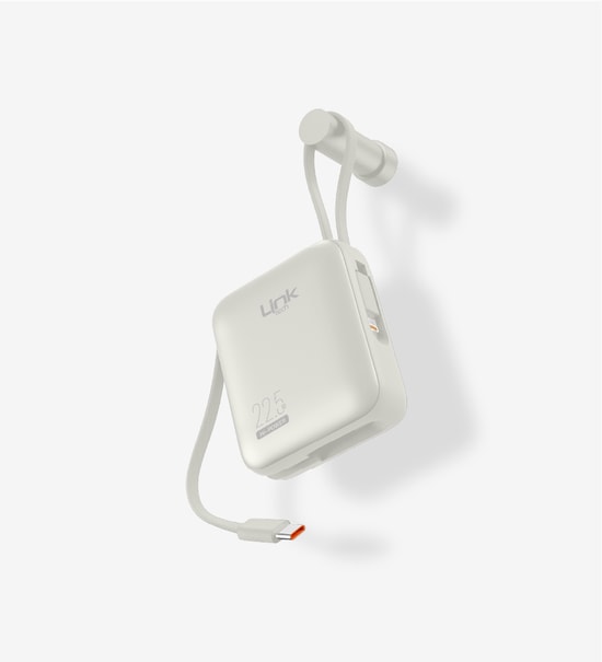 LinkTech PD22 Hızlı Şarj 22.5W PD 10.000 mAh Dahili Kablolu Gri Renkli Powerbank