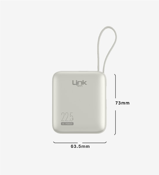 LinkTech PD22 Hızlı Şarj 22.5W PD 10.000 mAh Dahili Kablolu Gri Renkli Powerbank