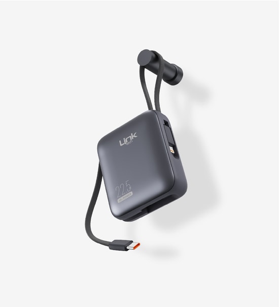 LinkTech PD22 Hızlı Şarj 22.5W PD 10.000 mAh Dahili Kablolu Gri Renkli Powerbank