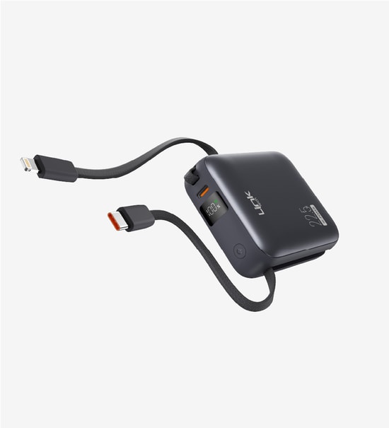 LinkTech PD22 Hızlı Şarj 22.5W PD 10.000 mAh Dahili Kablolu Gri Renkli Powerbank
