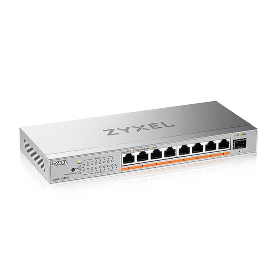 Zyxel XMG-108HP 8 Port 2.5G PoE+ RJ45 + 1x10G SFP+ Port Multi Gigabit Metal Kasa Yönetilemez Desktop 100W POE Switch