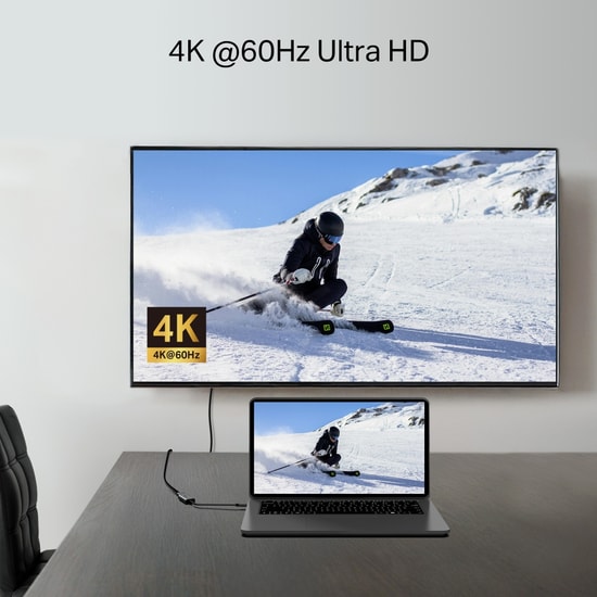TP-Link UA520C USB-C - HDMI 4K 60Hz Adaptör: Tak&Çalıştır, Yüksek Uyumluluk, Alüminyum Alaşımlı, 10cm Örgülü Kablo