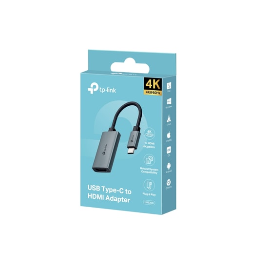 TP-Link UA520C USB-C - HDMI 4K 60Hz Adaptör: Tak&Çalıştır, Yüksek Uyumluluk, Alüminyum Alaşımlı, 10cm Örgülü Kablo