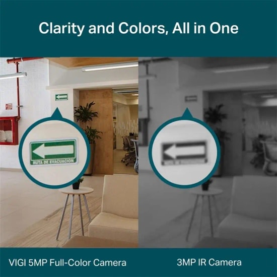 TP-Link VIGI C450 2.8MM Lens 5MP Bullet Dome IP Kamera - 30 Metre IR, 7/24 Full Color, İnsan/Araç Algılamalı, Mikrofonlu