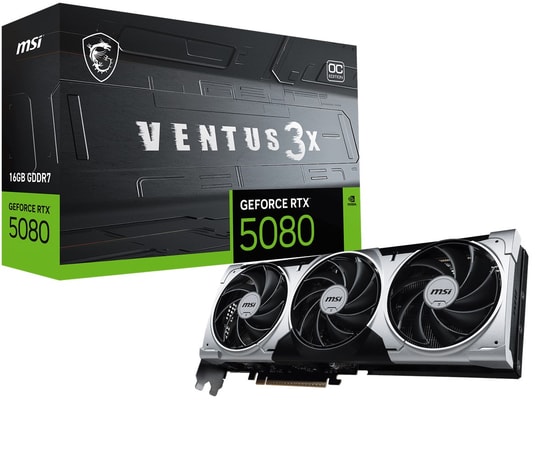 MSI GeForce RTX 5080 Ventus 3X OC Plus 16GB GDDR7 Ekran Kartı - 256 Bit, 2640 MHz, Ray Tracing, DLSS 4, HDMI 2.1, DP 2.1
