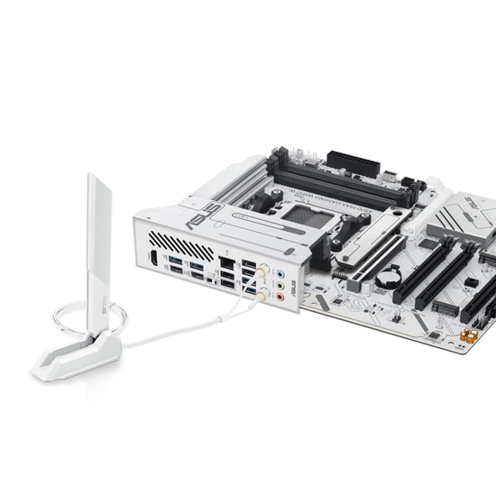 ASUS X870 MAX GAMING WIFI7 W Beyaz Anakart: AMD AM5, DDR5 8000MHz, Çift USB4, 3xM.2, WiFi 7, 5Gbit LAN, AURA RGB, ATX