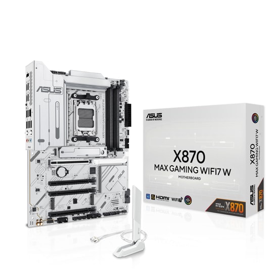ASUS X870 MAX GAMING WIFI7 W Beyaz Anakart: AMD AM5, DDR5 8000MHz, Çift USB4, 3xM.2, WiFi 7, 5Gbit LAN, AURA RGB, ATX