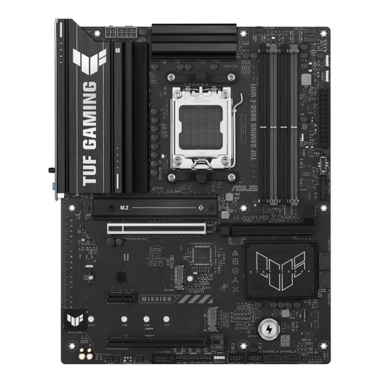 ASUS TUF Gaming B850-E WIFI Anakart: AMD AM5, DDR5 8000MHz, 3xM.2, USB 3.2, DP, HDMI, WiFi 6E, 2.5G LAN, Aura RGB, ATX