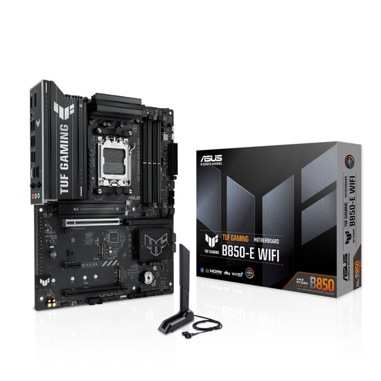 ASUS TUF Gaming B850-E WIFI Anakart: AMD AM5, DDR5 8000MHz, 3xM.2, USB 3.2, DP, HDMI, WiFi 6E, 2.5G LAN, Aura RGB, ATX
