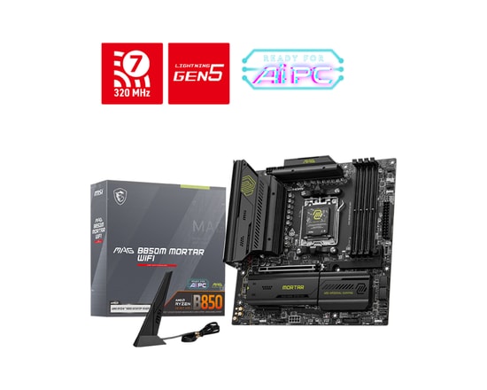 MSI MAG B850M MORTAR WIFI Anakart: AM5, DDR5 8200MHz (OC), Çift M.2 Gen5, WiFi 7, 5G LAN, USB 20G, MicroATX