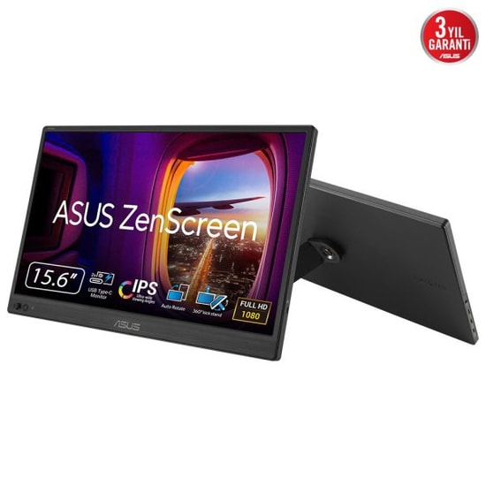 ASUS ZenScreen MB169CK 15.6" Full HD IPS Taşınabilir USB-C Monitör - 1920x1080, 5ms, 60hz, Düşük Mavi Işık, Mat Ekran
