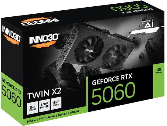 Inno3D GeForce RTX 5060 Twin X2 8GB GDDR7 Ekran Kartı (N50602-08D7-195071N) - 128 Bit, 3xDP, HDMI