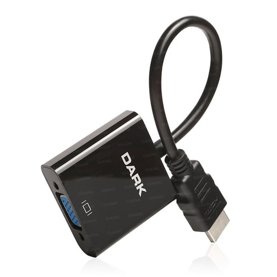 Dark DK-HD-AHDMIXVGA HDMI to VGA Aktif Dönüştürücü (Full HD, Ses Çıkışı, Kablolu, Sabitleme Vidalı) HDMI 1.3 Bağlantı