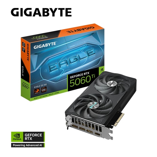 GIGABYTE GeForce RTX 5060 Ti Eagle OC 8GB GDDR7 Ekran Kartı (GV-N506TEAGLEOC-8GD) - 256 Bit, DLSS 4, Ray Tracing