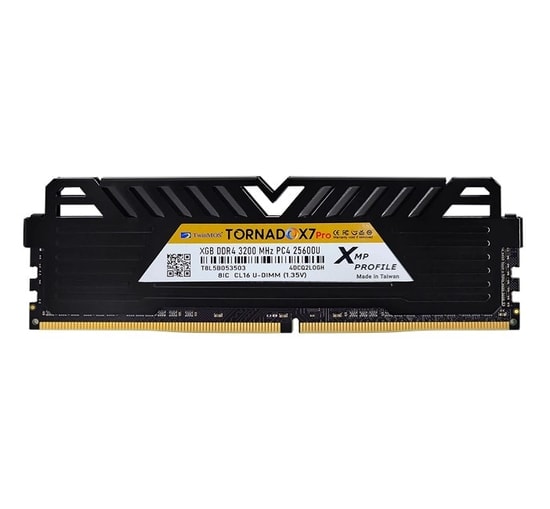 TwinMOS TornadoX7 Pro 16GB 3200MHz DDR4 CL16 Soğutuculu Masaüstü RAM (TMD416GB3200D16BKX7P) - 1.35V Performans Belleği