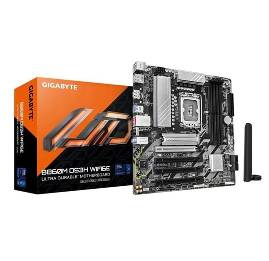 Gigabyte B860M DS3H WIFI6E Anakart: Intel LGA1851, DDR5 9066MHz (OC), Çift M.2, WiFi 6E, DP, HDMI, 2.5G LAN, Micro ATX