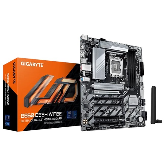 Gigabyte B860 DS3H WIFI6E Anakart: Intel 1851P, DDR5 9066MHz OC, Çift M.2, USB 3.2 Gen2x2 Type-C, WiFi 6E, 2.5G LAN, ATX