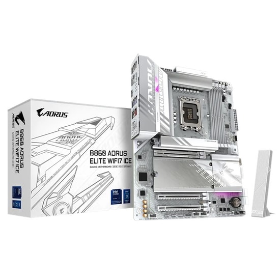 Gigabyte B860 Aorus Elite Wifi 7 Ice Anakart: Intel LGA1851, DDR5 8200MHz (OC), HDMI, DP, USB 10G, Type-C, 2.5G LAN, ATX