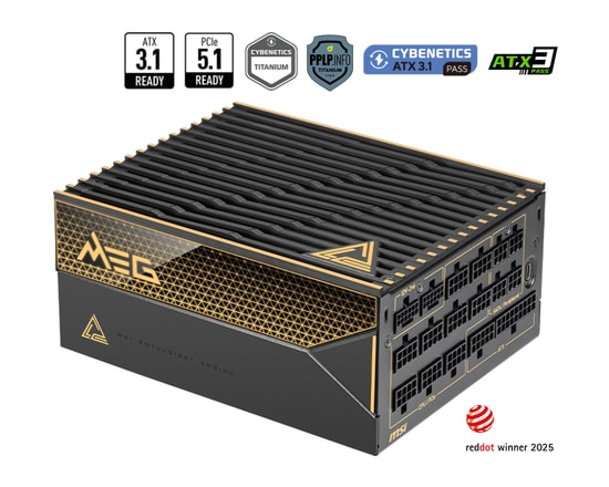 MSI MEG AI1600T PCIE5.1 1600W 80+ Titanium ATX 3.1 Tam Modüler Güç Kaynağı - Dual 12V-2x6 Connector, Infineon SiC MOSFET