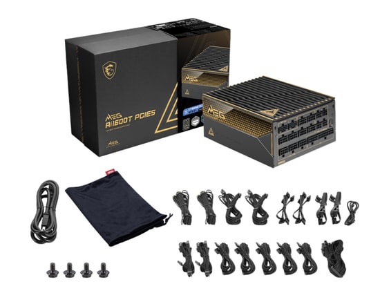MSI MEG AI1600T PCIE5.1 1600W 80+ Titanium ATX 3.1 Tam Modüler Güç Kaynağı - Dual 12V-2x6 Connector, Infineon SiC MOSFET