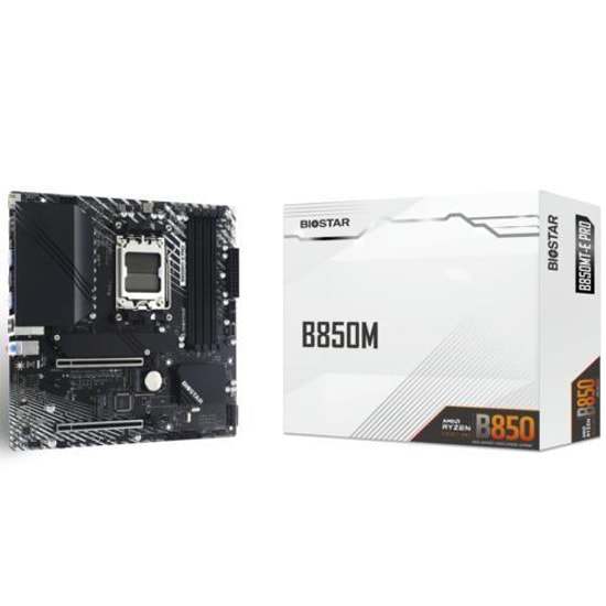 BIOSTAR B850MT-E PRO Anakart - AMD AM5, DDR5 8000MHz, HDMI, DP, 3xM.2, 4xDIMM, Type-C, USB 3.2, Micro ATX