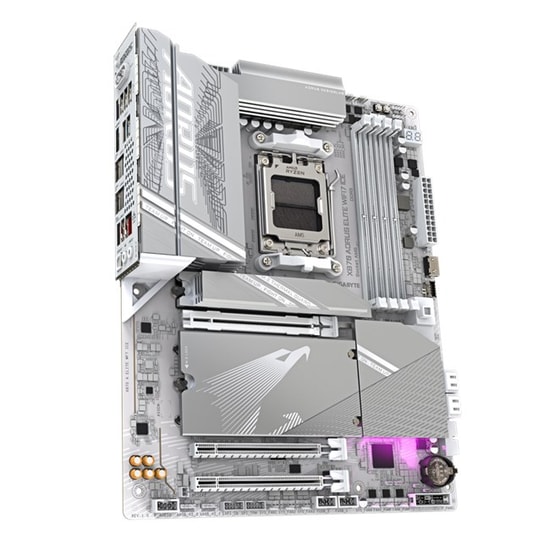 Gigabyte X870 Aorus Elite Wifi 7 Ice Anakart: AM5, DDR5 8200MHz(OC), HDMI, USB4 40 Gbps, Wi-Fi 7, 2.5 Gbps LAN, RGB, ATX
