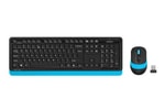 A4 Tech Fstyler FG1010 Kablosuz Türkçe Q Klavye Mouse Seti - Mavi Renki Multimedya, 2000DPI, 2.4 GHz USB Alıcı