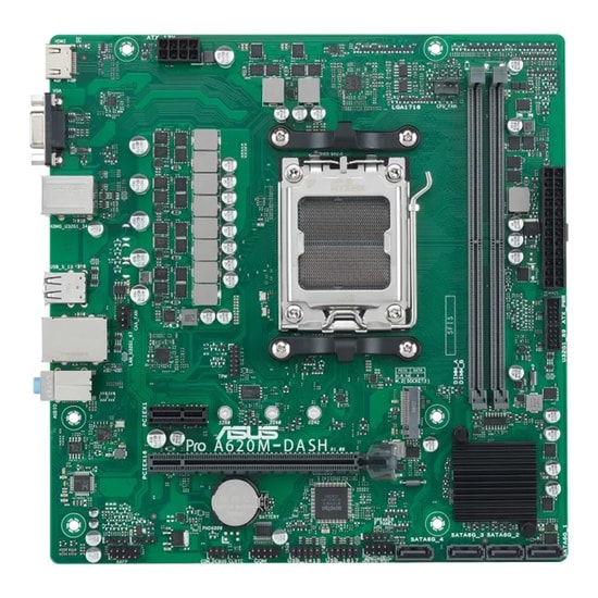 Asus Pro A620M-Dash CSM AM5 Anakart - Ryzen 7000 Serisi, DDR5 7200MHz(OC), PCIe Gen4, M.2, VGA, HDMI, USB 3.2, Micro ATX