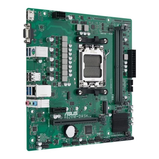 Asus Pro A620M-Dash CSM AM5 Anakart - Ryzen 7000 Serisi, DDR5 7200MHz(OC), PCIe Gen4, M.2, VGA, HDMI, USB 3.2, Micro ATX
