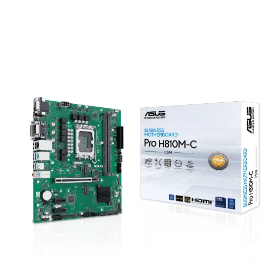ASUS PRO H810M-C-CSM Anakart: Intel LGA1851, DDR5 6400MHz, Çift M.2, DP, HDMI, VGA, USB 3.2 Gen 2, 1G LAN, Micro ATX