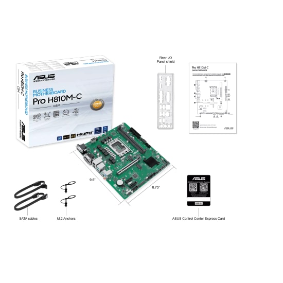 ASUS PRO H810M-C-CSM Anakart: Intel LGA1851, DDR5 6400MHz, Çift M.2, DP, HDMI, VGA, USB 3.2 Gen 2, 1G LAN, Micro ATX