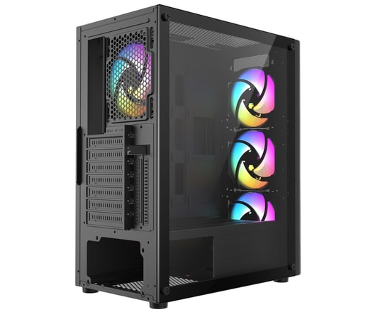 Frisby FC-9385G 550W 4xRGB Fanlı Mesh Mid Tower Siyah ATX Oyuncu Kasası - Temperli Cam Yan Panel, USB 3.0, Metal Izgara