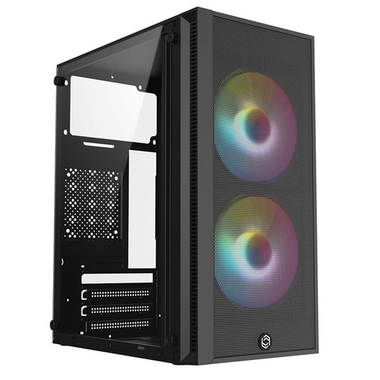 Frisby FC-8970G 300W Mini Tower Micro ATX Siyah Gaming Kasa - 2x Rainbow Fan, USB 3.2, 1x2.5" SSD, 1x3.5" HDD Yuva